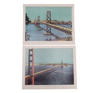 Scenic Grandeur of the West Print Set of 2 California Bridges Tinted 1943 8 x 10